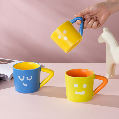 Dankbarkeit Farbblockade Keramik Kaffeetasse Große Kapazität Kreative Becher für das Büro