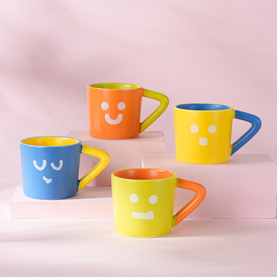 Dankbarkeit Farbblockade Keramik Kaffeetasse Große Kapazität Kreative Becher für das Büro