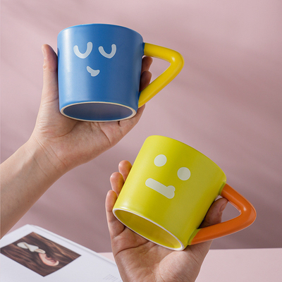 Dankbarkeit Farbblockade Keramik Kaffeetasse Große Kapazität Kreative Becher für das Büro