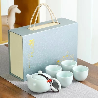 Mehrfarbig gedruckte Handgeschenk-Box-Set Keramik-Xishi-Tee-Set für die Landwirtschaft