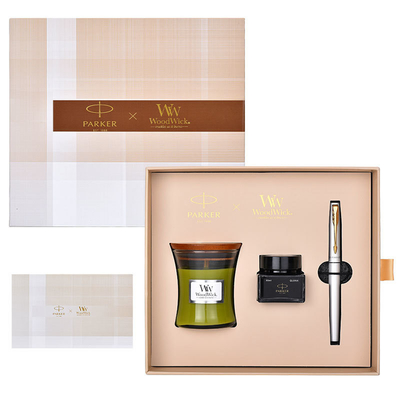 Exklusives Vatertagsgeschenk Wycombe Abbey XL Weißgold Feder WoodWick Aromatherapie Set