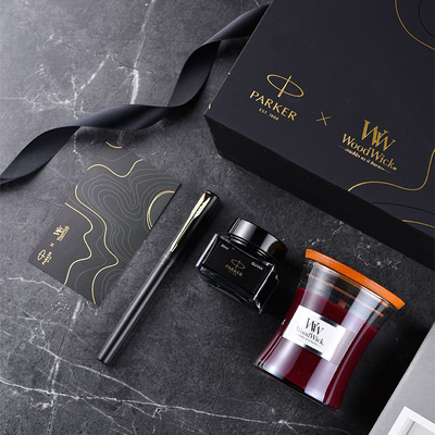 XL Einstiegsniveau Schwarzgold Tintenfeder WoodWick Aromatherapie Schwarzes Geschenkset zum Jubiläum
