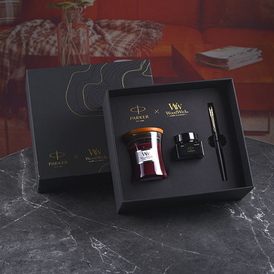 XL Einstiegsniveau Schwarzgold Tintenfeder WoodWick Aromatherapie Schwarzes Geschenkset zum Jubiläum