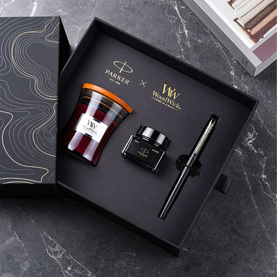 XL Einstiegsniveau Schwarzgold Tintenfeder WoodWick Aromatherapie Schwarzes Geschenkset zum Jubiläum