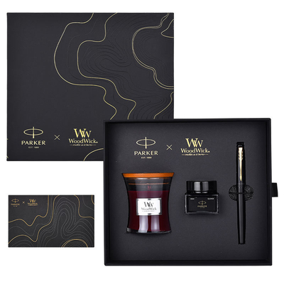 XL Einstiegsniveau Schwarzgold Tintenfeder WoodWick Aromatherapie Schwarzes Geschenkset zum Jubiläum