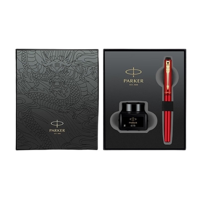 Geschäftsgeschenk-Box der Parker Yulong-Serie und Weiya XL Jiaolong/Schwarz-Rot-Special Edition Gold-Clip-Tinte