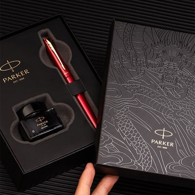 Geschäftsgeschenk-Box der Parker Yulong-Serie und Weiya XL Jiaolong/Schwarz-Rot-Special Edition Gold-Clip-Tinte