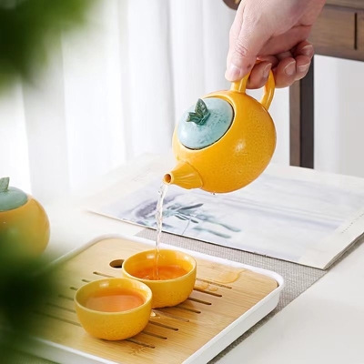 Alumni-Beziehungen Teeset Dajidali Herzwunsch Orange Geschenk-Box mit vier Tassen und Teekanne
