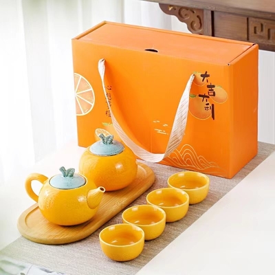 Alumni-Beziehungen Teeset Dajidali Herzwunsch Orange Geschenk-Box mit vier Tassen und Teekanne