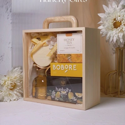 Alumni-Beziehungen/Klassentreffen Acryltransparente tragbare Holzbox für Geschenktasche