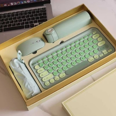 Kleine frische Früchte Grün drahtlose Tastatur Maus Temperatur Glas Schirm Set perfekt