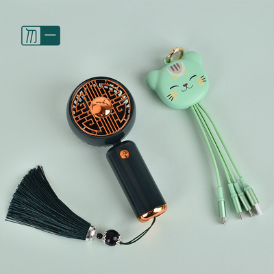 Siebdruck -Chic Business Geschenkbox mit kleinen Ventilator und Zhaocai Katzen-Datenlinie