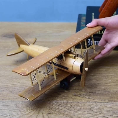 Seidenbildschirmdruck Vintage Holzflugzeugmodell für kreative Home Desktop Dekoration