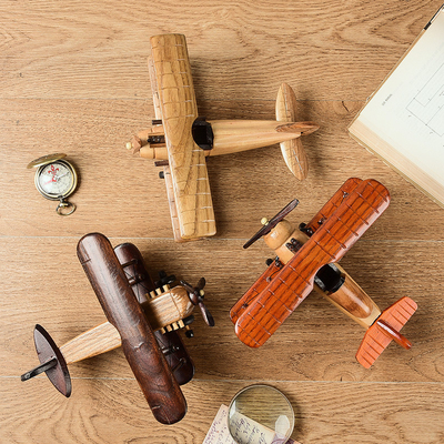 Seidenbildschirmdruck Vintage Holzflugzeugmodell für kreative Home Desktop Dekoration