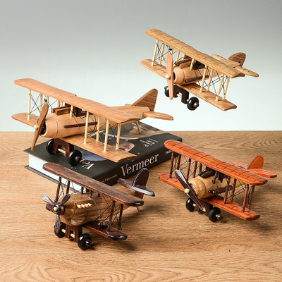 Seidenbildschirmdruck Vintage Holzflugzeugmodell für kreative Home Desktop Dekoration