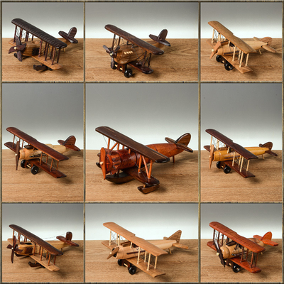 Seidenbildschirmdruck Vintage Holzflugzeugmodell für kreative Home Desktop Dekoration