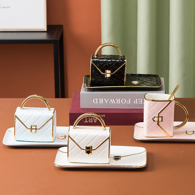 Lingge-Tasche Keramik-Tasse und -Teller-Set Gold lackiert individuell anpassbare Kaffeetasse Einzigartiges Geschenk