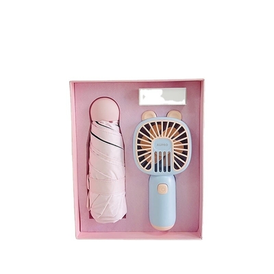 Neuheit Geschenke Kühle Sommergeschäft Geschenkbox Set Cartoon Handheld Fan Schirm
