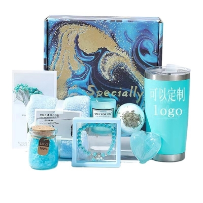Seidenbildschirmdruck Handgeschenkset mit Aromatherapie-Kerze und Badkugeln