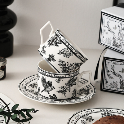 Xiao Xiangfeng Schwarz-Weiß-Kaffee-Tasse und -Teller Kombination perfekt für Sport und Spiele