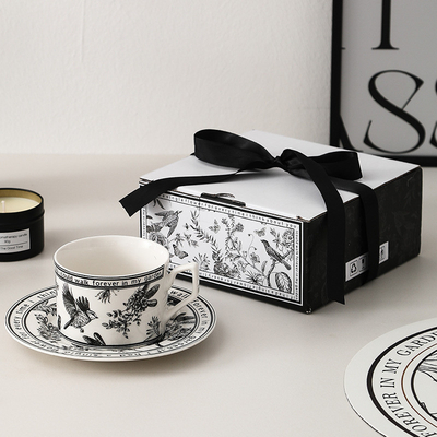 Xiao Xiangfeng Schwarz-Weiß-Kaffee-Tasse und -Teller Kombination perfekt für Sport und Spiele