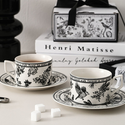 Xiao Xiangfeng Schwarz-Weiß-Kaffee-Tasse und -Teller Kombination perfekt für Sport und Spiele