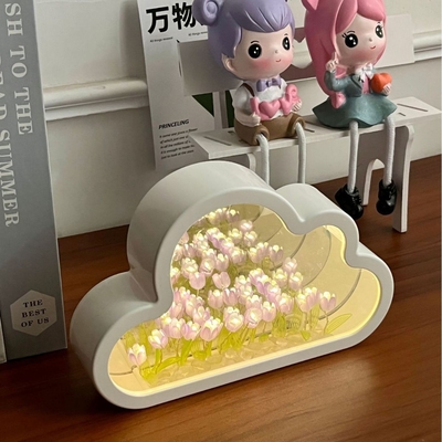 Handgemachte DIY Wolke Tulpe Spiegel Nachtlampe Ein Objekt Zwei Verwendungen Ideal für Neuheiten Geschenke