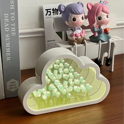 Handgemachte DIY Wolke Tulpe Spiegel Nachtlampe Ein Objekt Zwei Verwendungen Ideal für Neuheiten Geschenke