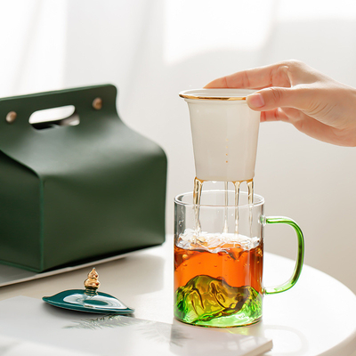 Geschenk zum Drachenbootfest Guan Shan Cha Shui Trennglasbecher für Büro und Zuhause