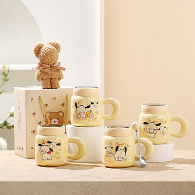 Seidenbildschirm-Mug Set Keramik Farbiges Grafikdesign perfekt für jeden Anlass
