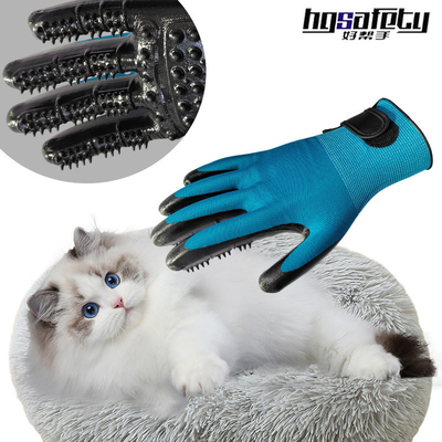 Haustierhaarentfernung Handschuhe mit Metallspitzen Blaue Massage Reinigen und Entfernen von schwimmenden Haaren