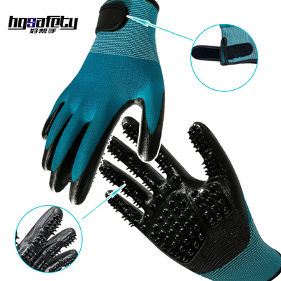 Haustierhaarentfernung Handschuhe mit Metallspitzen Blaue Massage Reinigen und Entfernen von schwimmenden Haaren