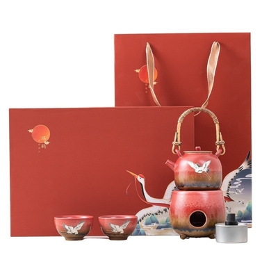 Xianhe Yangwen Teekanne Alkohollampe Teewärmer Set Geschäftsgeschenk mit 1 Farbdruck