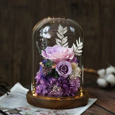 Elegante ewige Blume fertig Rose Glass Cover Geschenkbox für praktische Geburtstagsgeschenk