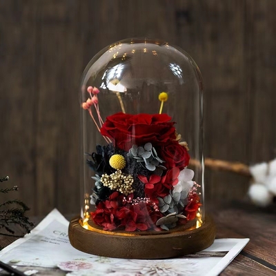 Elegante ewige Blume fertig Rose Glass Cover Geschenkbox für praktische Geburtstagsgeschenk