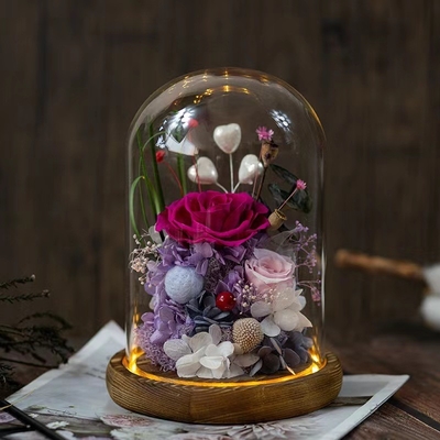 Elegante ewige Blume fertig Rose Glass Cover Geschenkbox für praktische Geburtstagsgeschenk