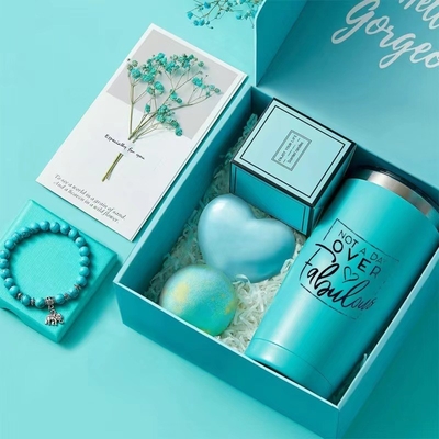 2 Farbdruck Blau Geschenk Set Aromatherapie Kerze Badeball für das Fest Muttertag
