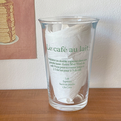 350 ml Ins Fashion Text Druck Glasbecher für Retro-Wasserbecher Eis Kaffee Latte Tee Saft Becher