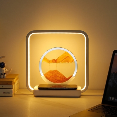Wireless Charging LED Licht USB Touch 3 Farbe Flowing Sand Malerei Tischlampe für einzigartiges Geschenk
