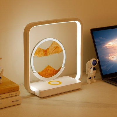Wireless Charging LED Licht USB Touch 3 Farbe Flowing Sand Malerei Tischlampe für einzigartiges Geschenk