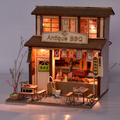 Hotel und Resort Chinesischer Stil Retro DIY Cottage Grillgeschäft Dachboden Montage Modell Kreative handgefertigte Geschenke