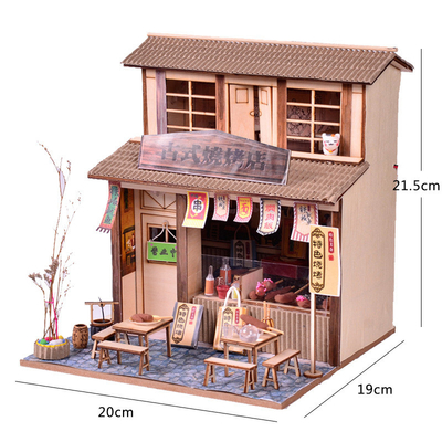 Hotel und Resort Chinesischer Stil Retro DIY Cottage Grillgeschäft Dachboden Montage Modell Kreative handgefertigte Geschenke