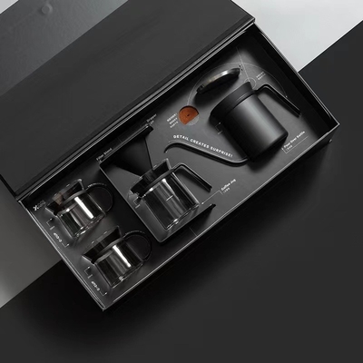 6-teiliges handgebrühtes Kaffeekanne-Set Geschenkfach mit Seidenbildschirmdrucktechniken