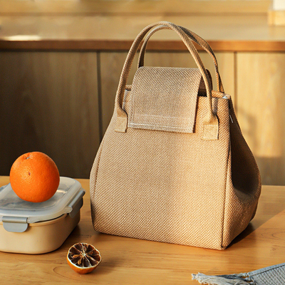 Großkapazität Jute-Lunch-Handtasche mit Aluminiumfolie Isolierung und Kundenlogo