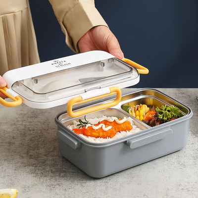Custom Logo 304 Edelstahl Split Bento Box mit Wasserheizung und Geschirr Ideal