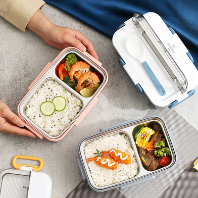 Custom Logo 304 Edelstahl Split Bento Box mit Wasserheizung und Geschirr Ideal
