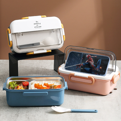 Custom Logo 304 Edelstahl Split Bento Box mit Wasserheizung und Geschirr Ideal