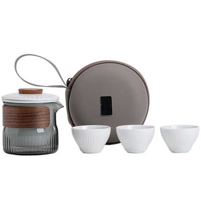 Präsentation Geschenk Set Dongli Travel Express Cup Set Portable Round Bag Ein Topf Drei Tassen Business Tee Set Geschenk