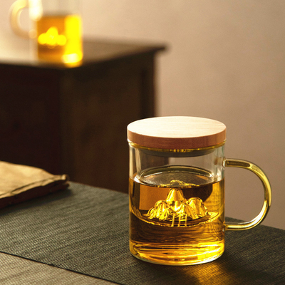 High Borosilicate Glass Cup Guanshan Bambus und Holz Tee Tasse Set für Geschäftsgeschenke