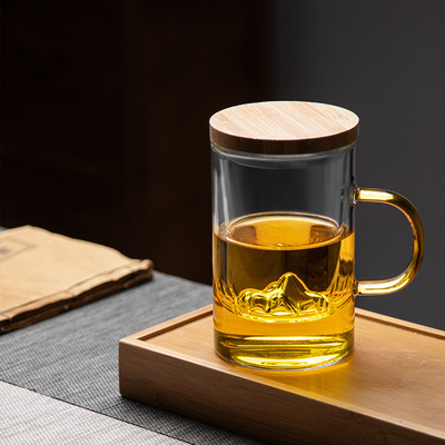 High Borosilicate Glass Cup Guanshan Bambus und Holz Tee Tasse Set für Geschäftsgeschenke